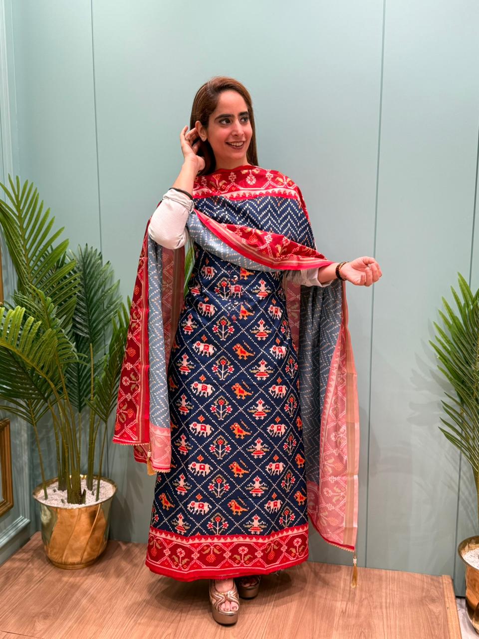 Our elegant Maheshwari Silky Unstitched Suit Collection