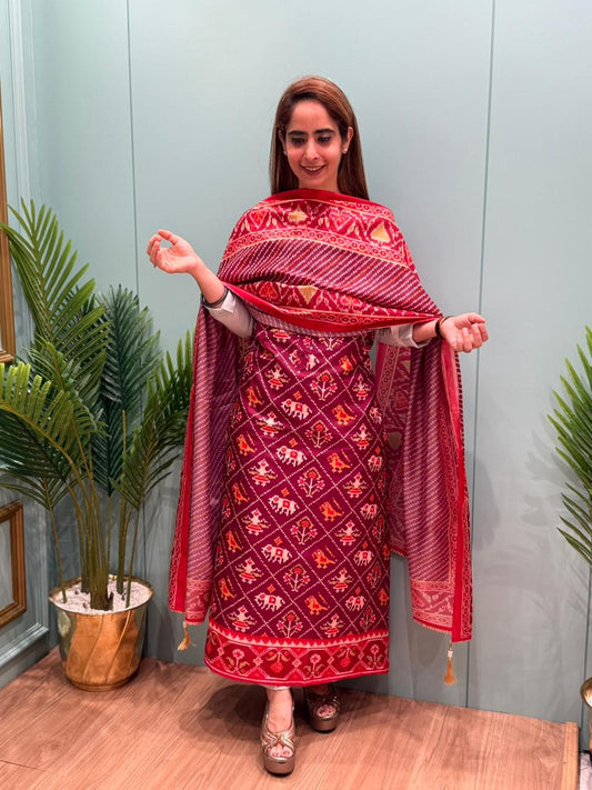 Our elegant Maheshwari Silky Unstitched Suit Collection