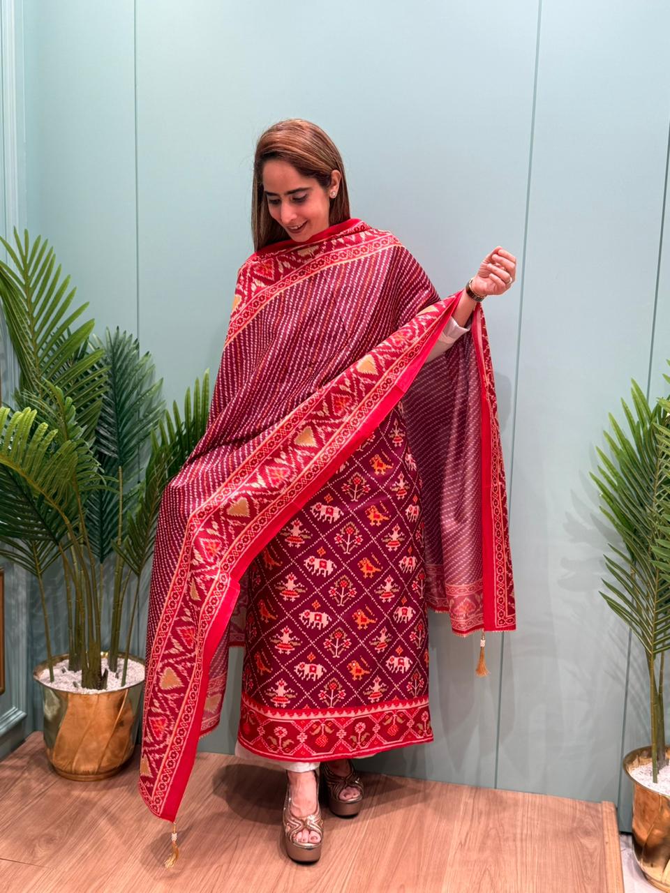 Our elegant Maheshwari Silky Unstitched Suit Collection