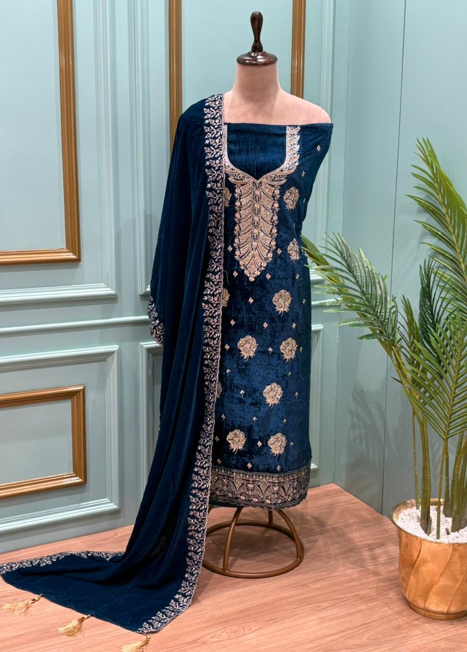 Presenting our luxurious velvet unstitched suit collection