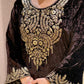 Heavy neckline & sleeves embroidery gives a rich Kashmiri royal look