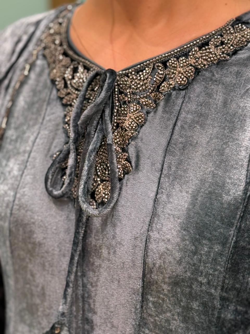 Pure elegance with our luxury velvet long Anarkali