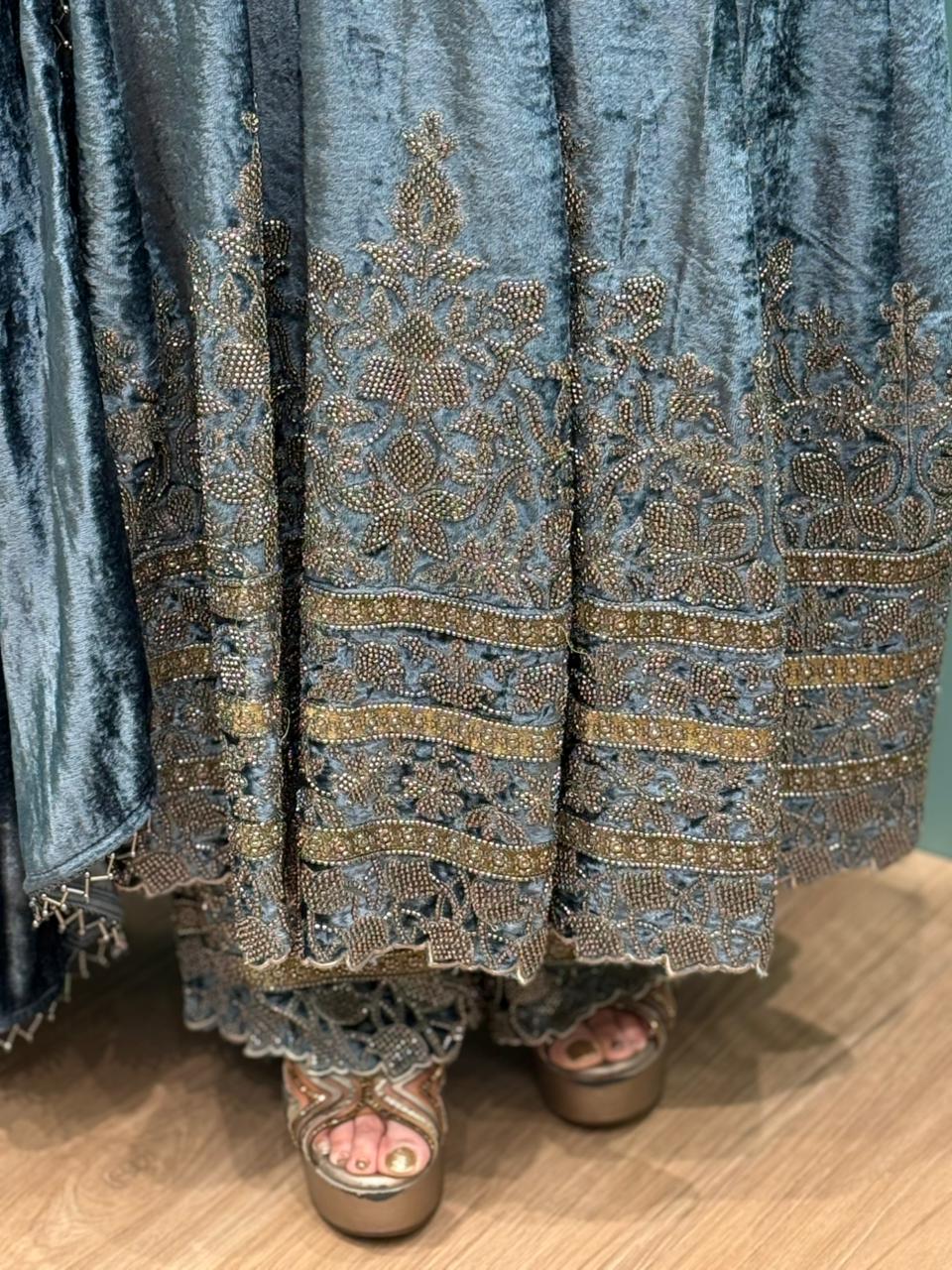 Pure elegance with our luxury velvet long Anarkali