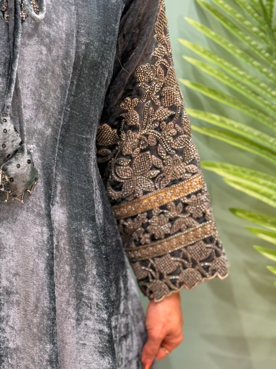 Pure elegance with our luxury velvet long Anarkali