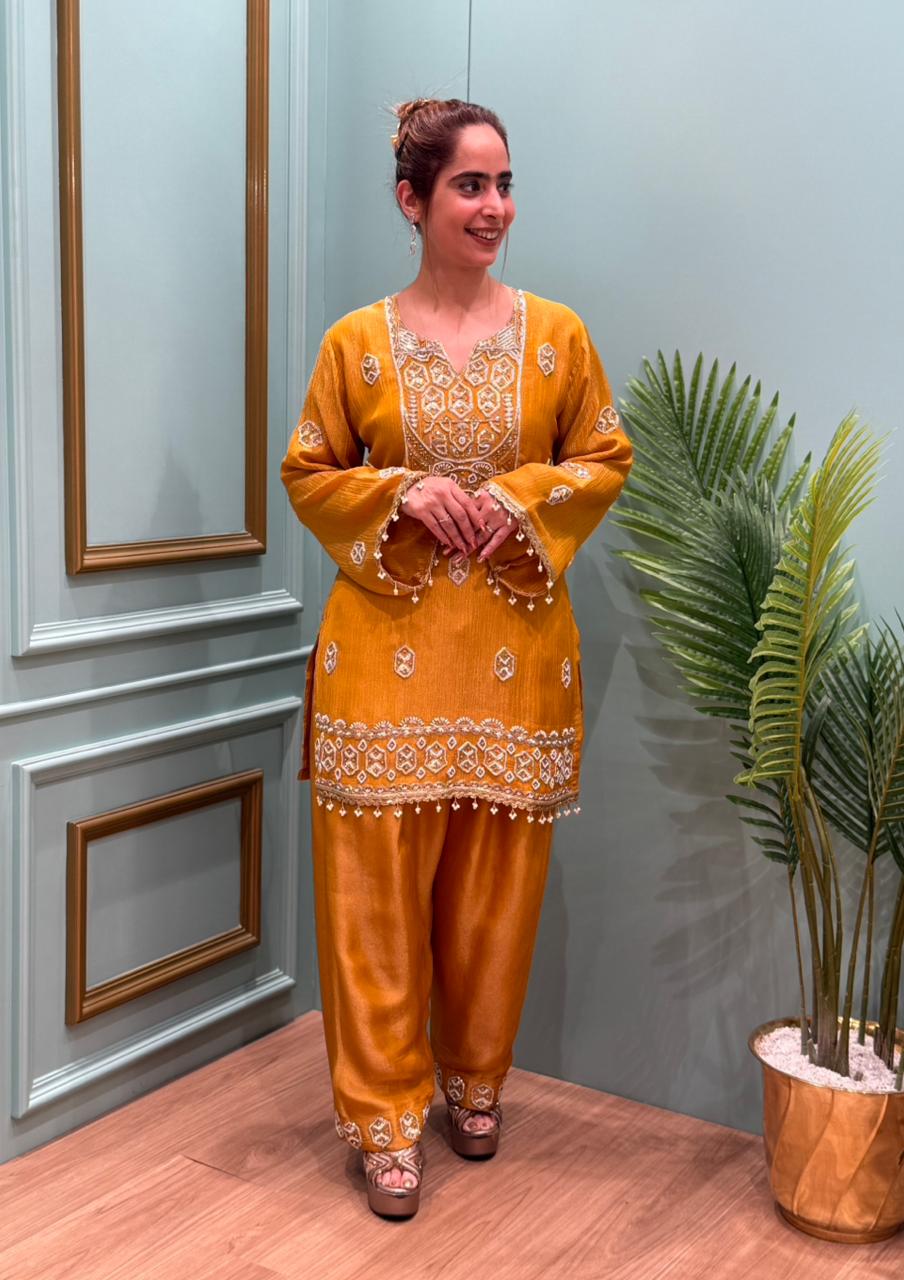 Elegant Cord Set with Salwar Style Pent Fabric