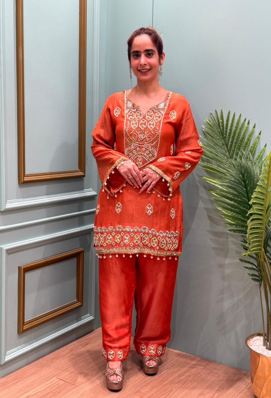 Elegant Cord Set with Salwar Style Pent Fabric