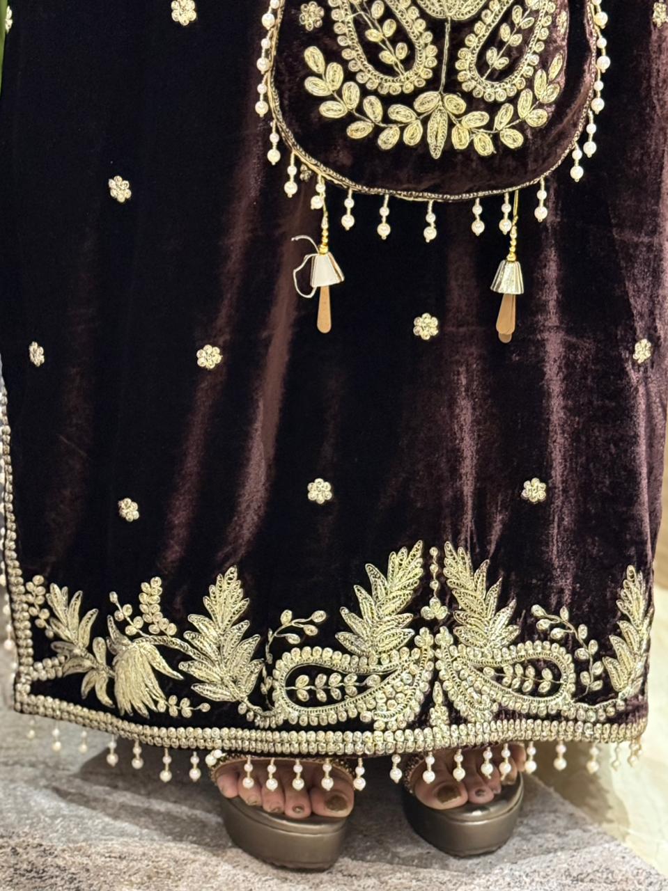 Velvet pheran is crafted to make winter festivities feel roya