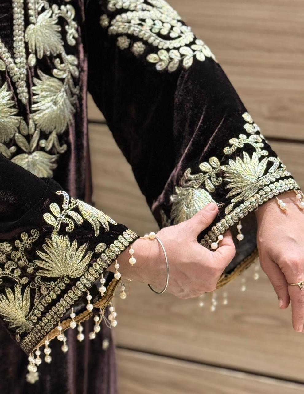 Velvet pheran is crafted to make winter festivities feel roya