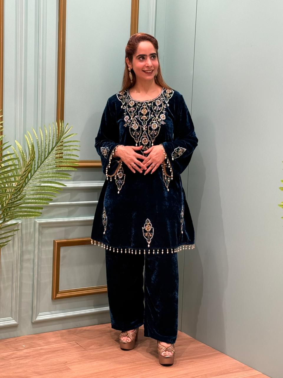 Velvet cord-set is crafted for winter