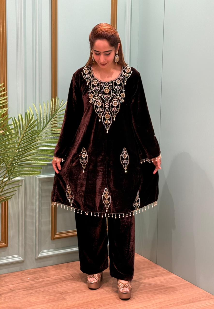 Velvet cord-set is crafted for winter