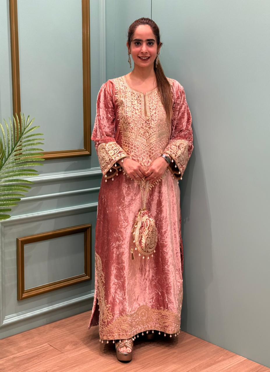 Exquisite pheran collection is crafted in luxurious febrile velvet