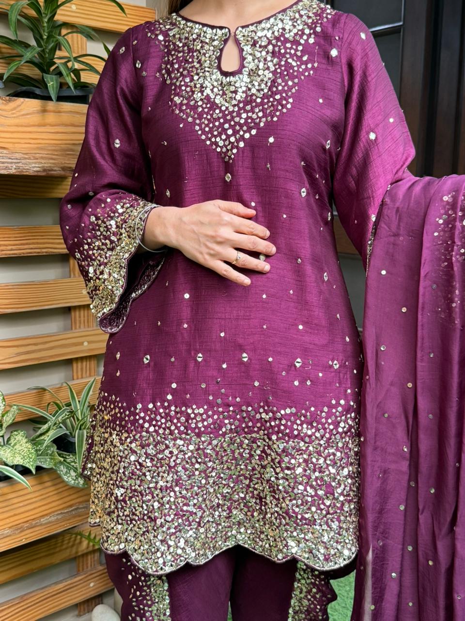 Step into festive elegance with this stunning short Anarkali