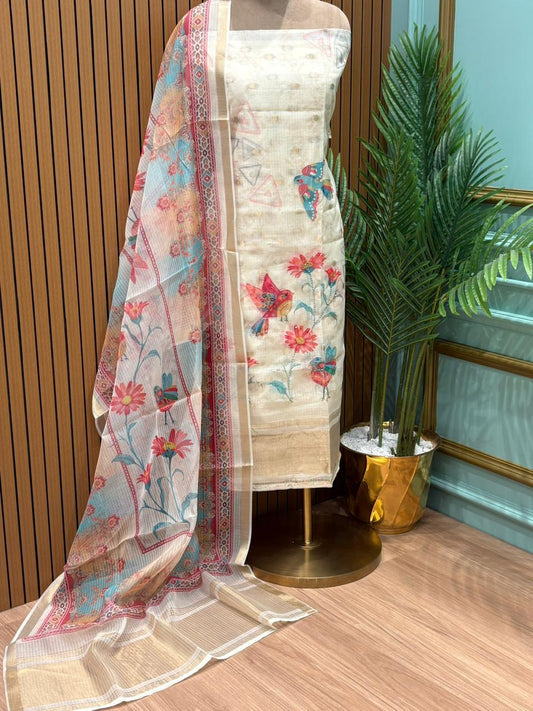 Unstitched fabric suit in breathable Kota cotton