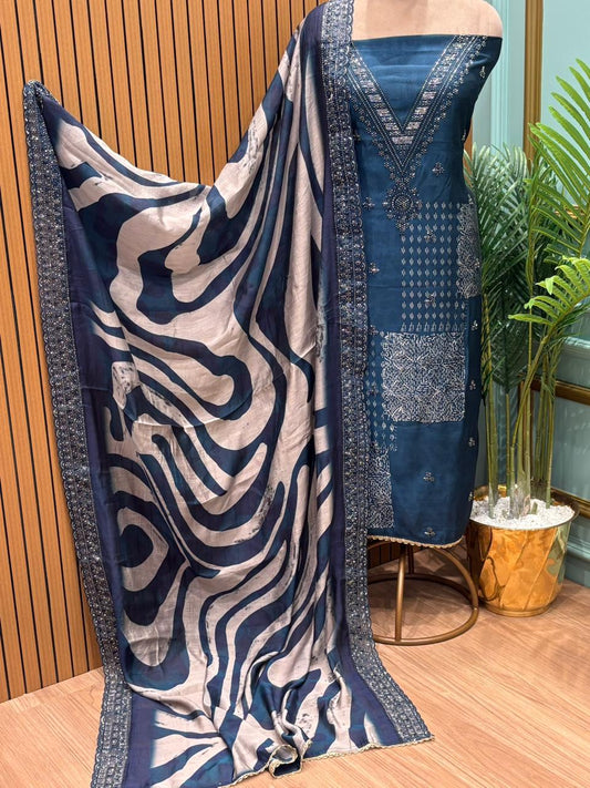 Muslin cotton fabric suit is designed for comfort-led elegance