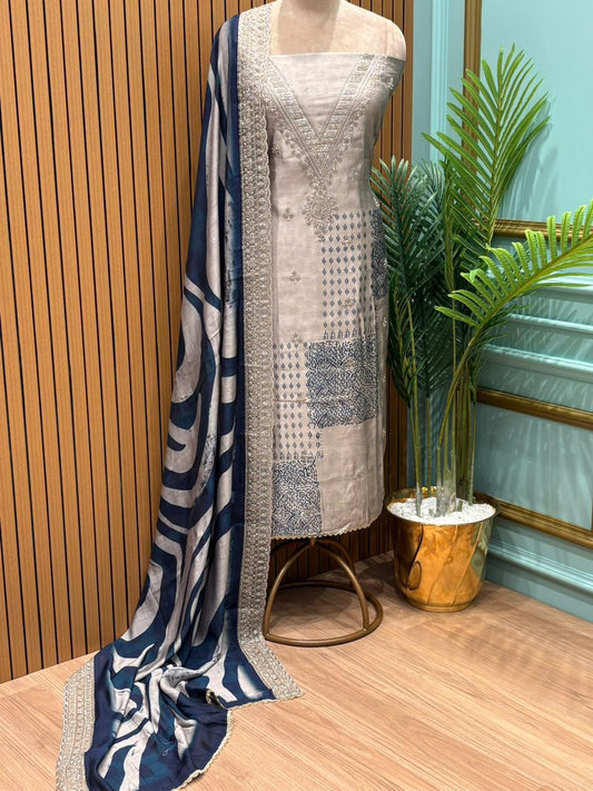 Muslin cotton fabric suit is designed for comfort-led elegance