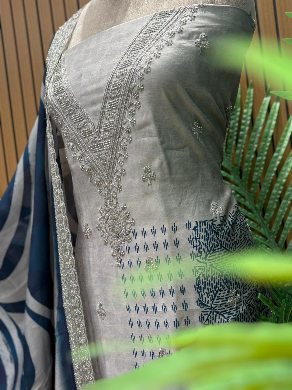 Muslin cotton fabric suit is designed for comfort-led elegance