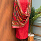 Elegant unstitched fabric suit is crafted with a premium Maheshwari fabric