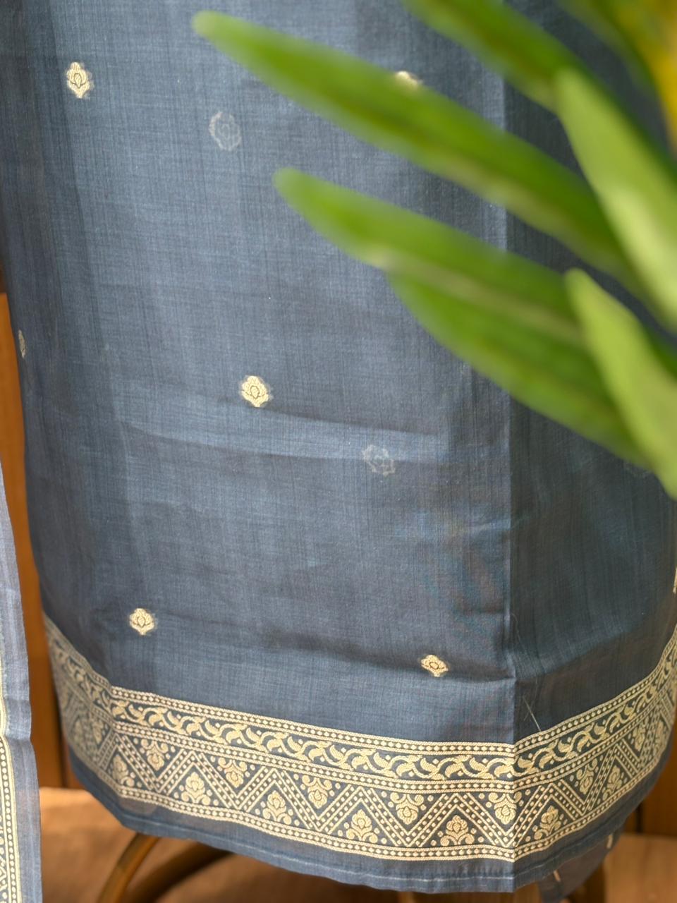 Unstitched suit s Fabric is crafted in soft Jamdani cotton fabric,