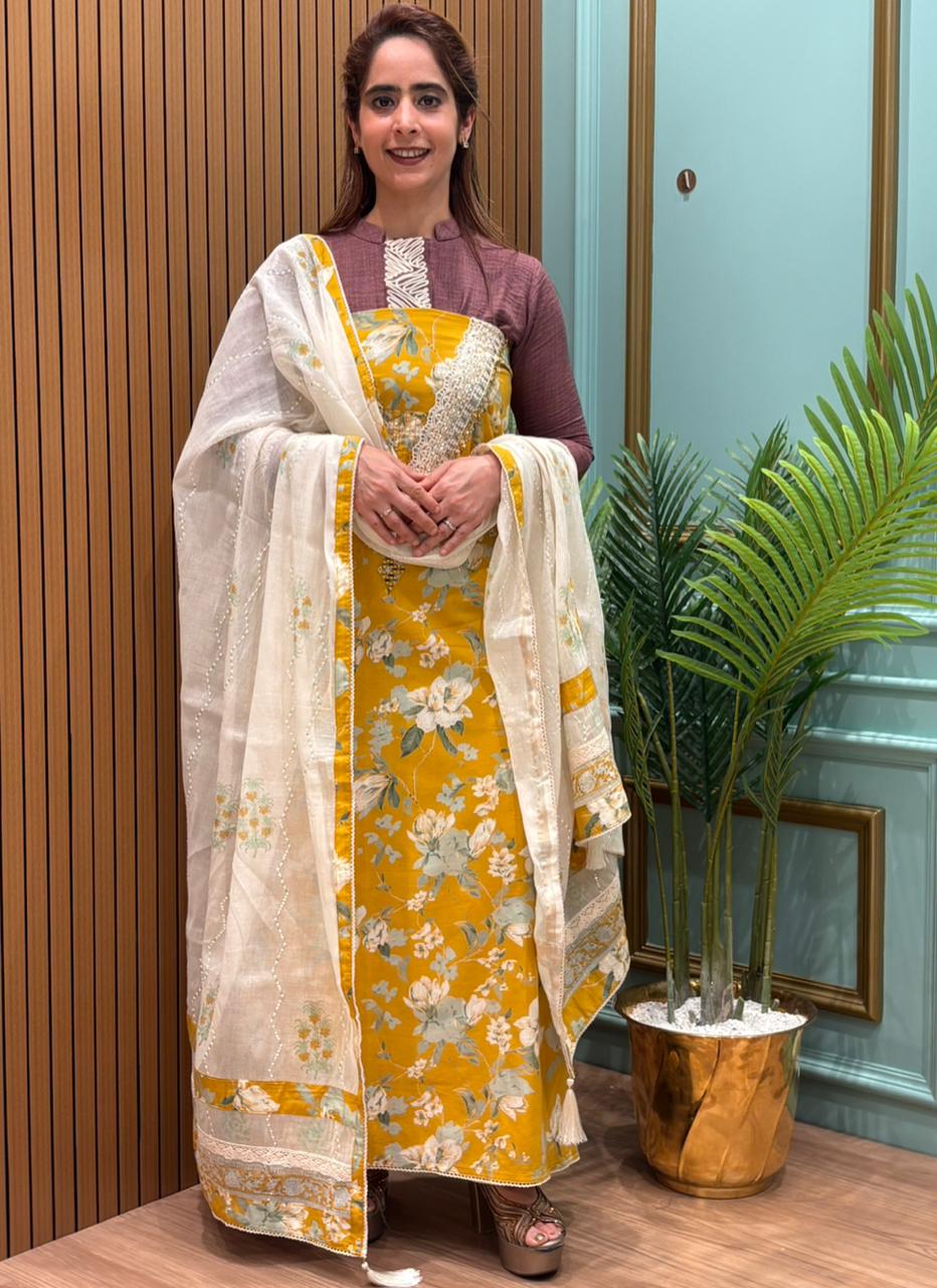 Graceful unstitched cotton suit fabric blends comfort