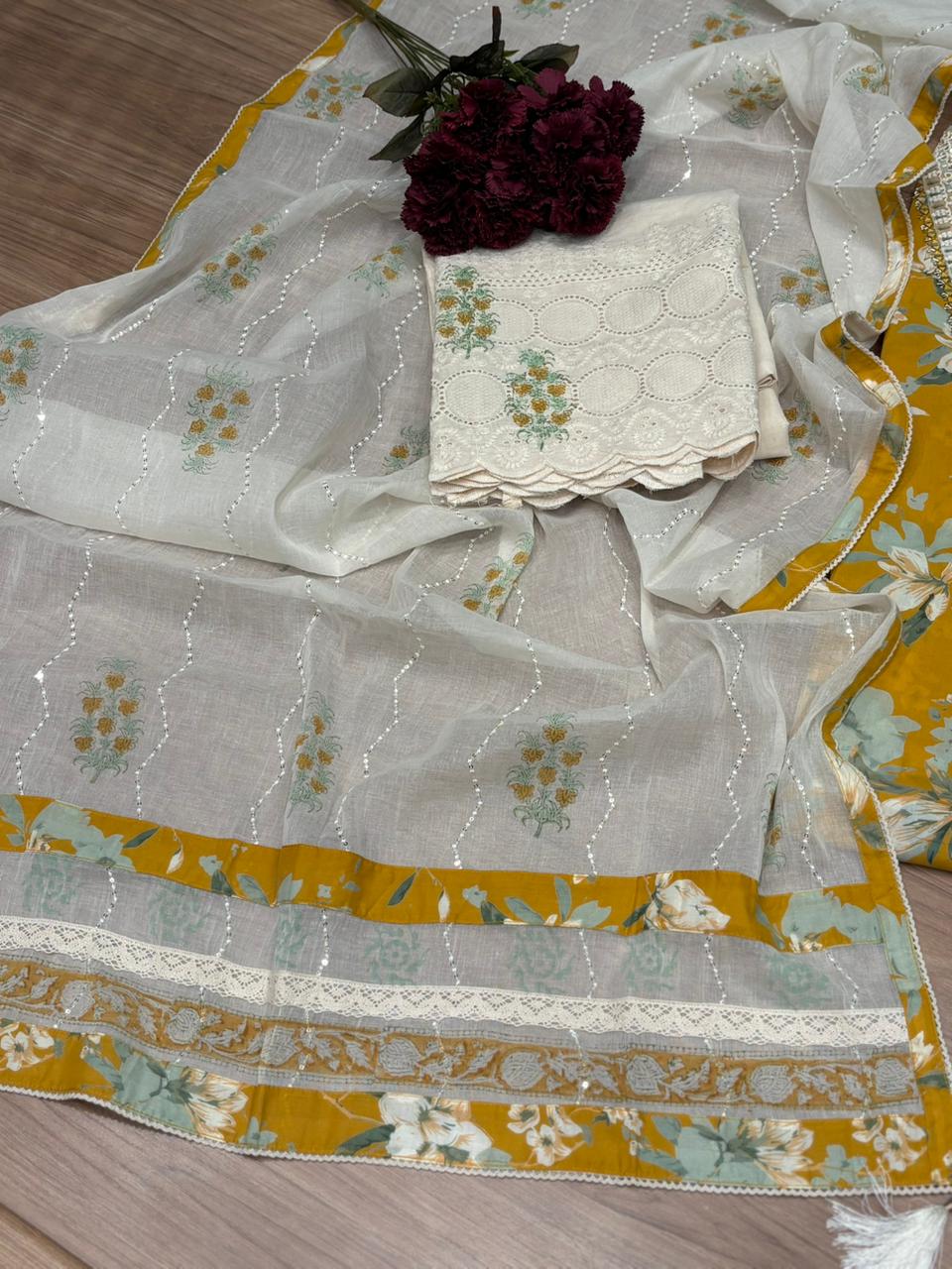 Graceful unstitched cotton suit fabric blends comfort