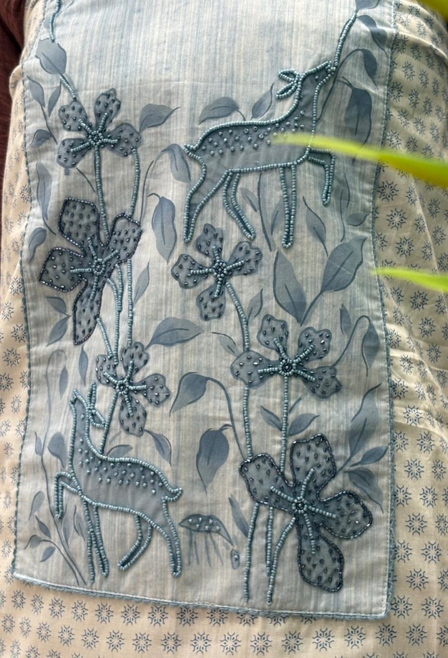 Elegant unstitched cotton suit fabric is designed for effortless everyday