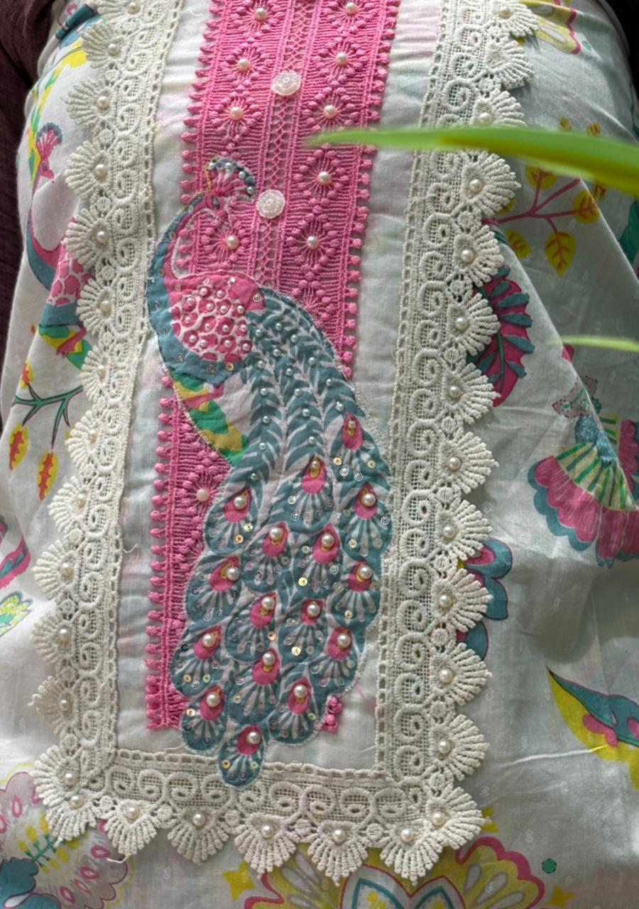 Elegant unstitched cotton suit fabric is designed for effortless everyday comfort