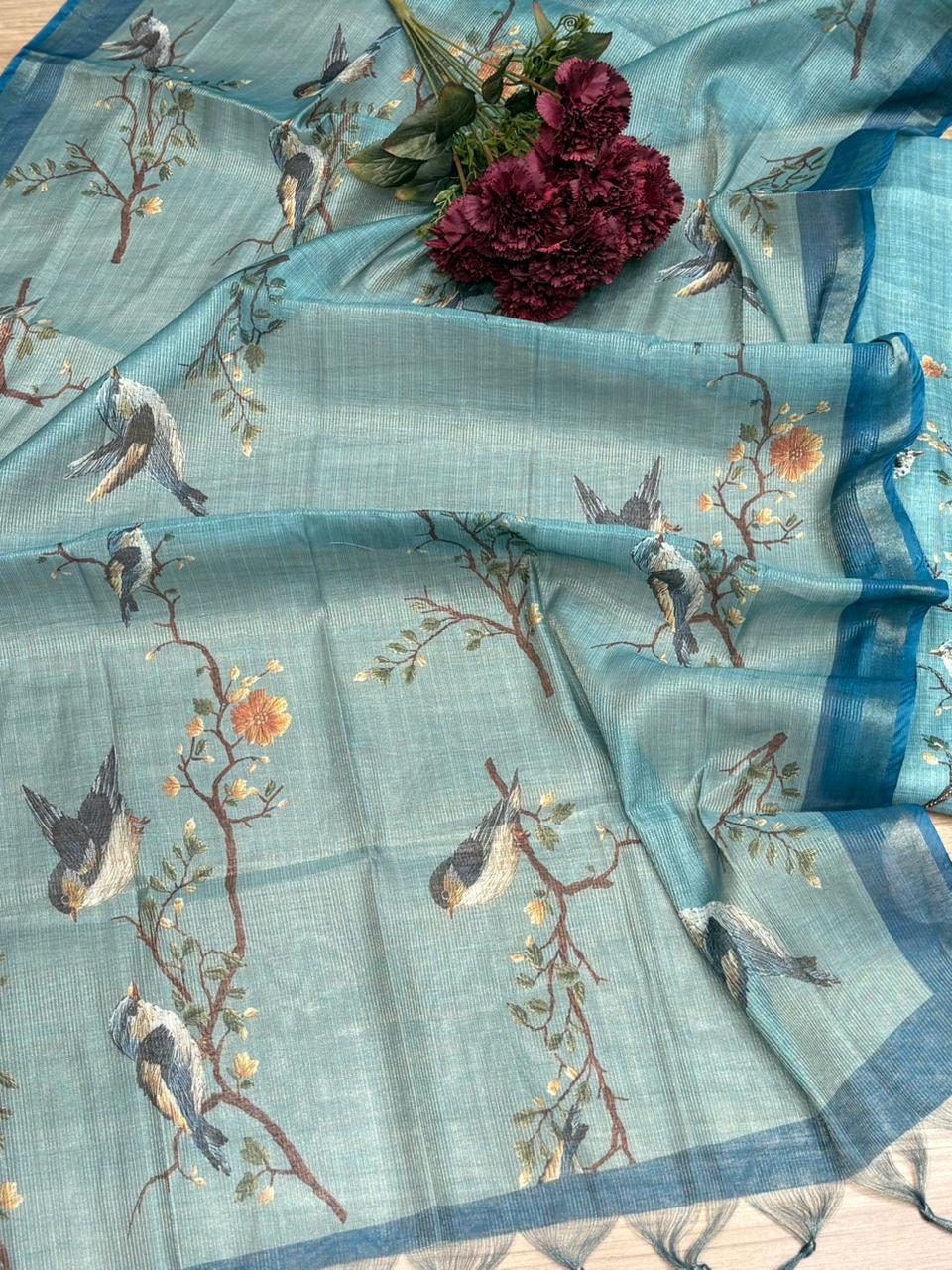 Exquisite unstitched suit is crafted in soft and breathable linen cotton