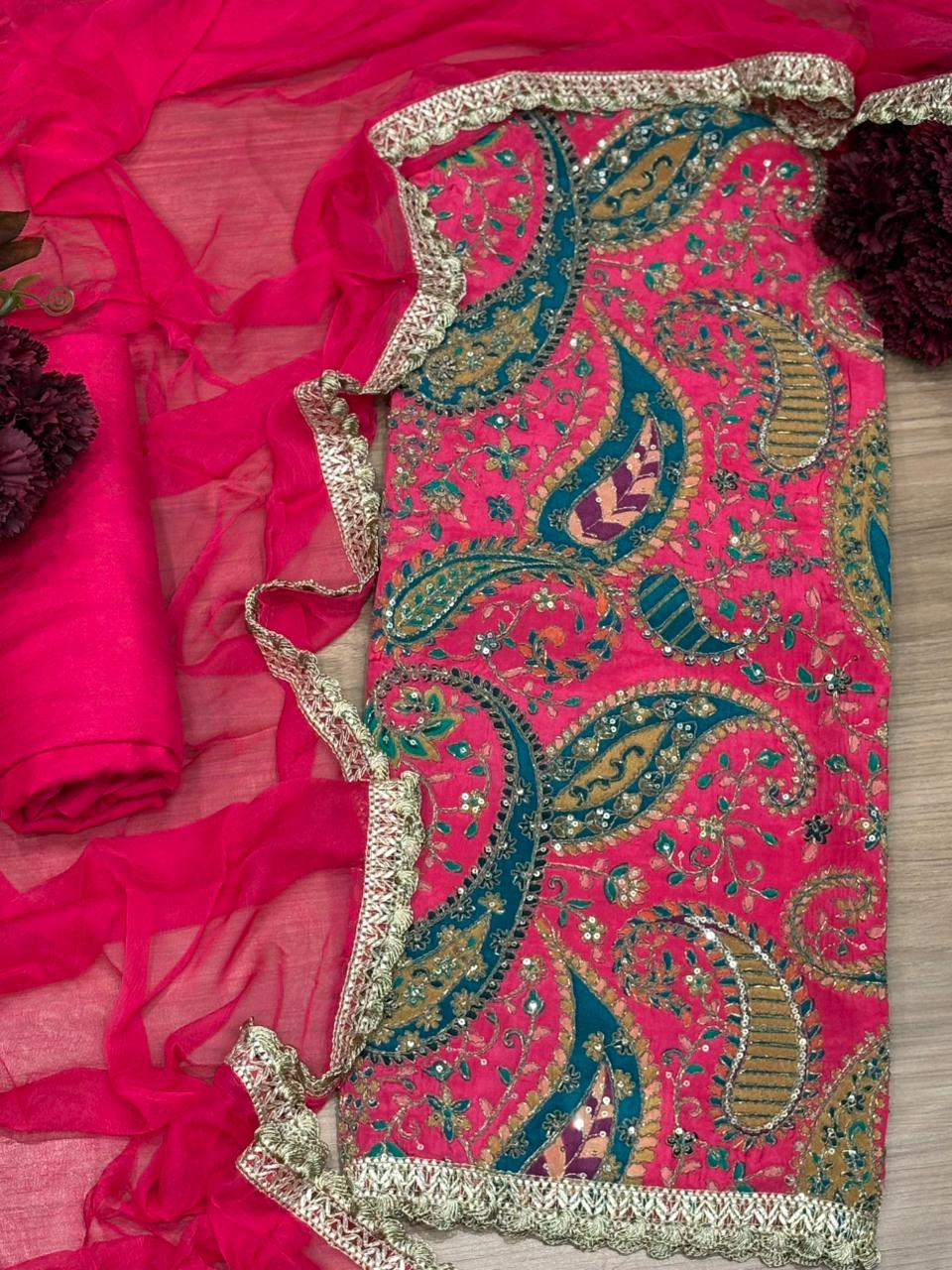 Elegant unstitched suit is designed to make a graceful statement