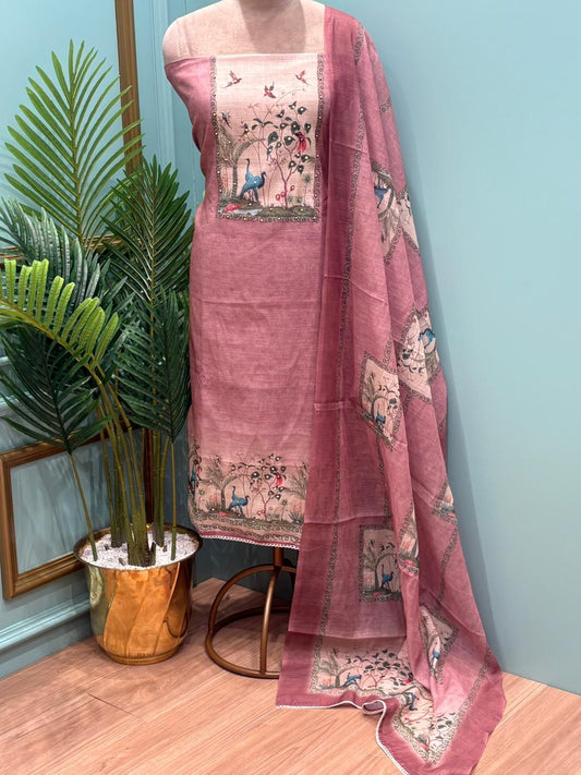 Graceful unstitched suit is crafted in soft and breathable linen cotton