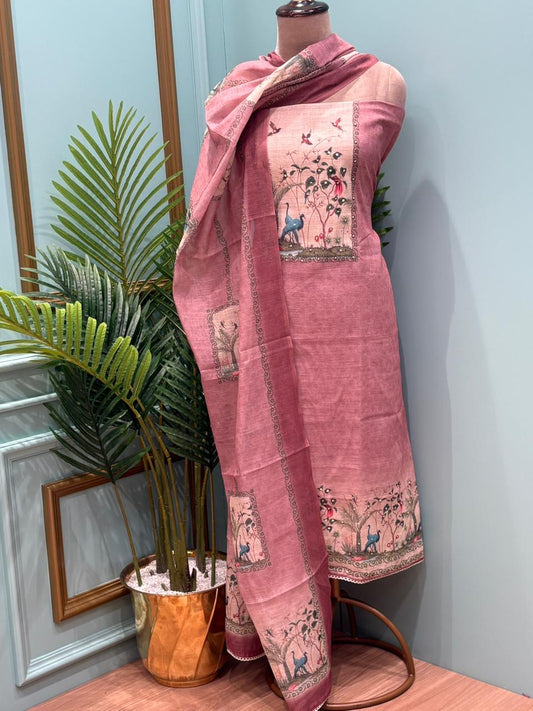 Graceful unstitched suit is crafted in soft and breathable linen cotton