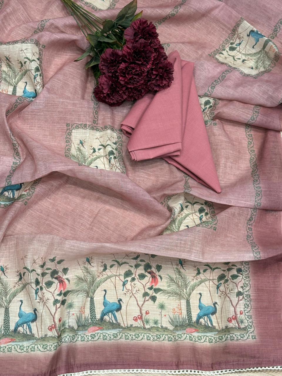 Graceful unstitched suit is crafted in soft and breathable linen cotton