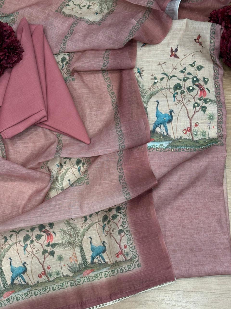 Graceful unstitched suit is crafted in soft and breathable linen cotton