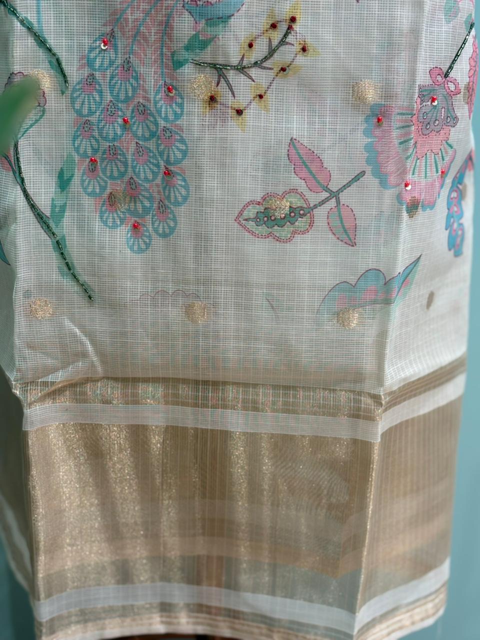 Elegant unstitched suit set crafted in premium Kota cotton