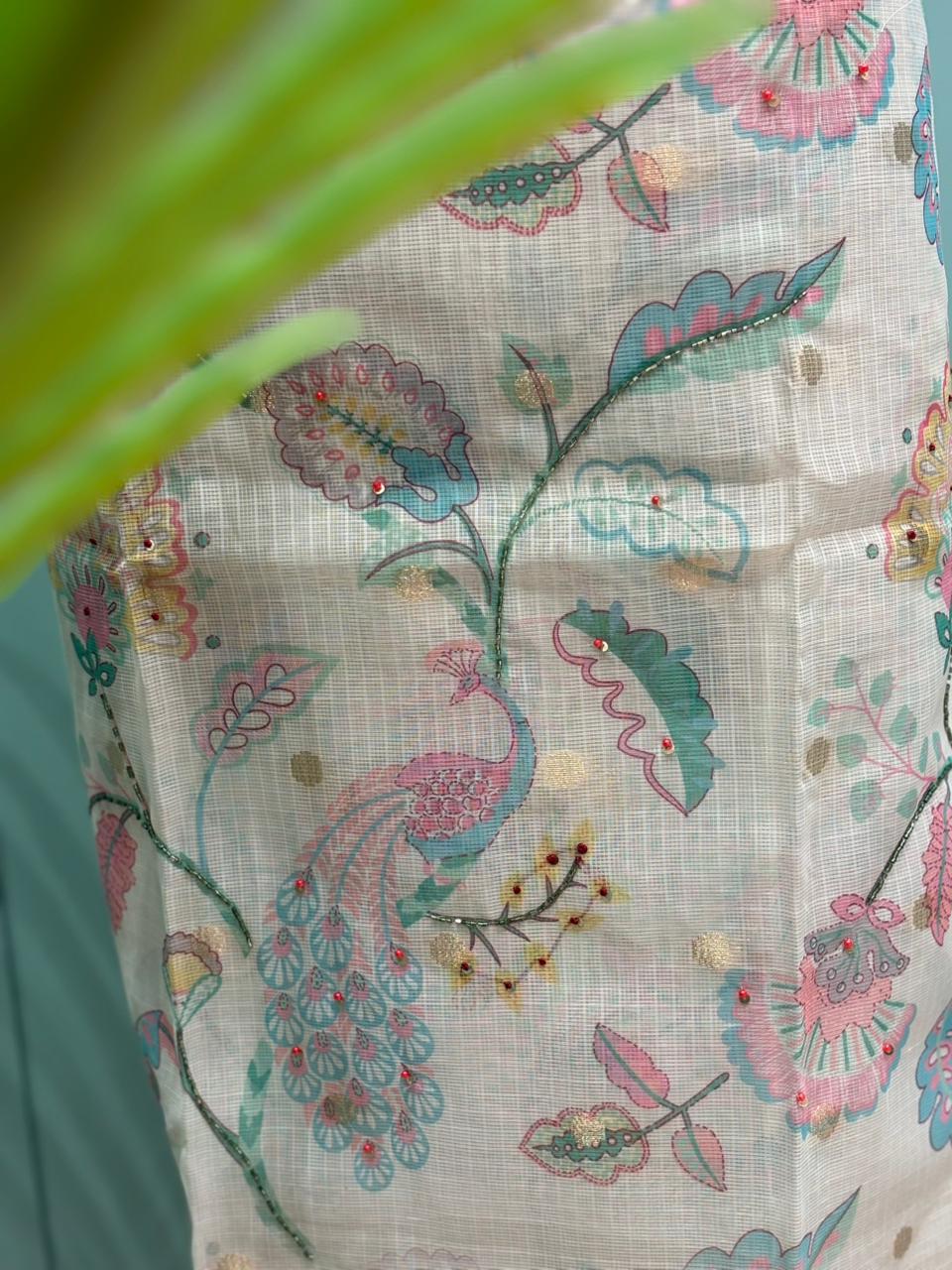 Elegant unstitched suit set crafted in premium Kota cotton