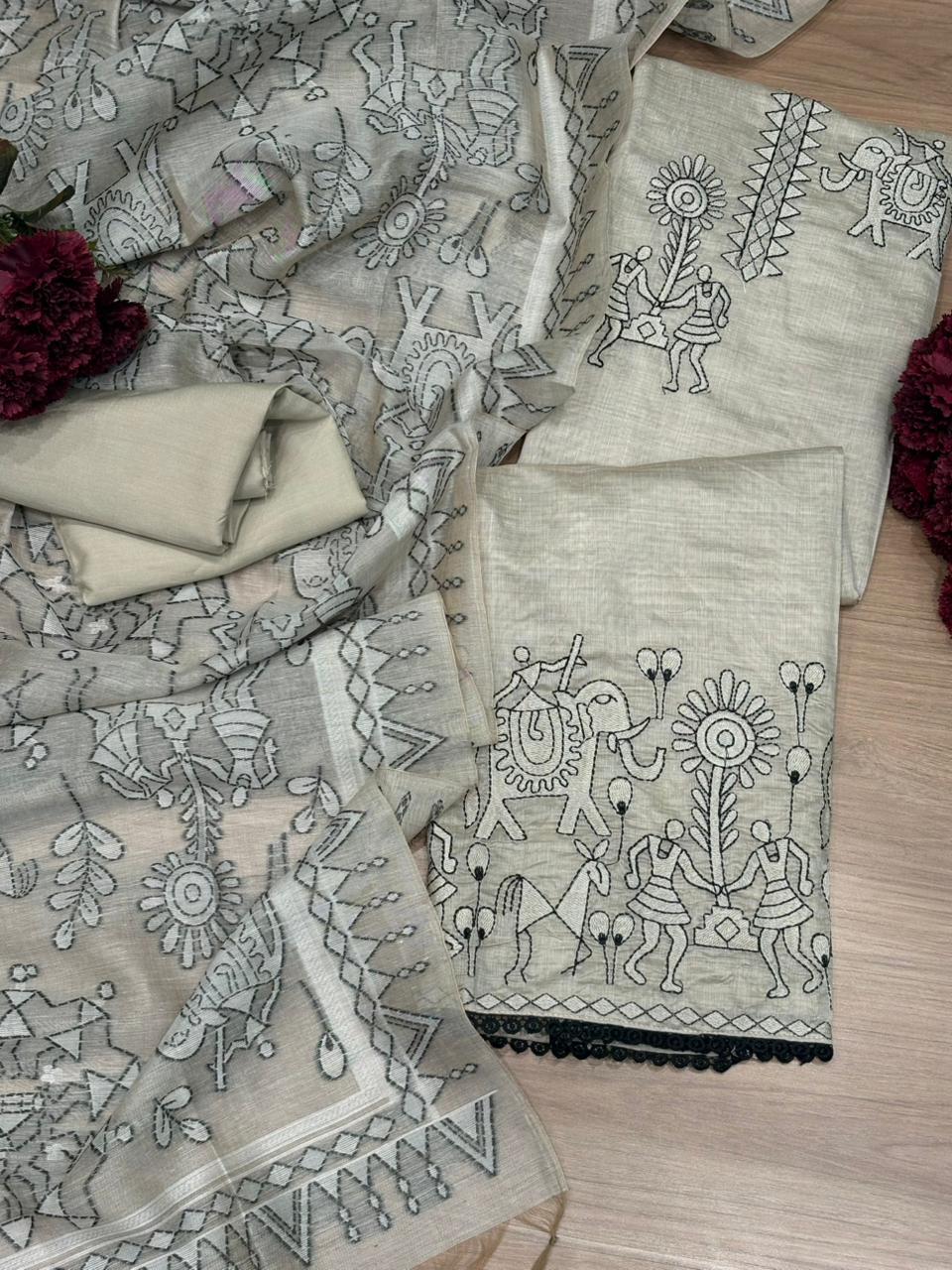 Graceful unstitched cotton suit reflects timeless elegance