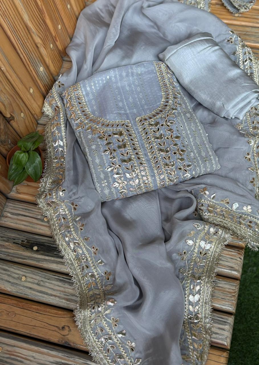 Elevate your ethnic wardrobe with this graceful unstitched suit
