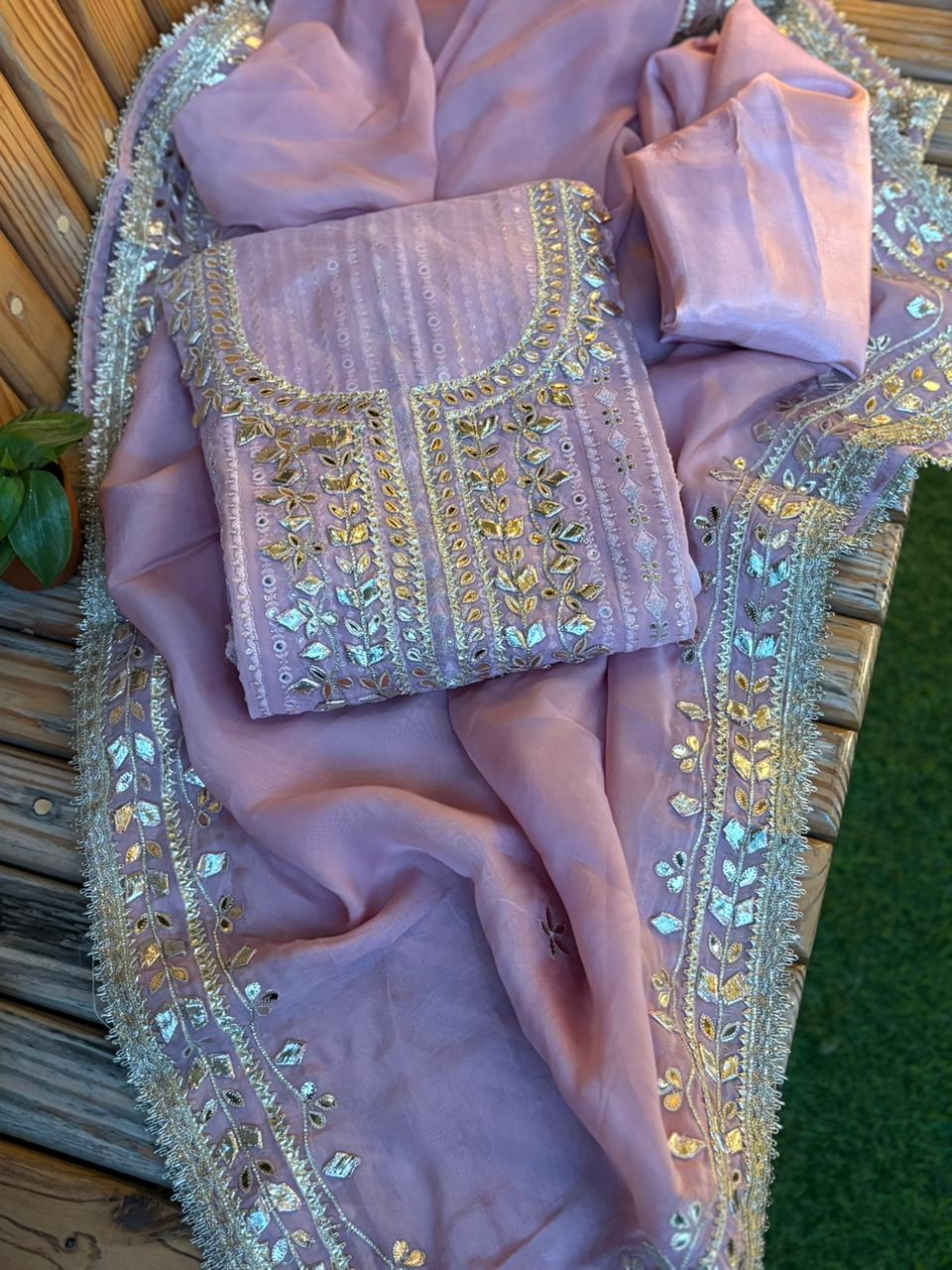 Elevate your ethnic wardrobe with this graceful unstitched suit