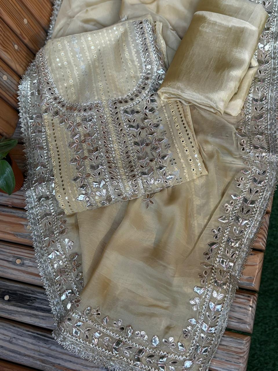 Elevate your ethnic wardrobe with this graceful unstitched suit