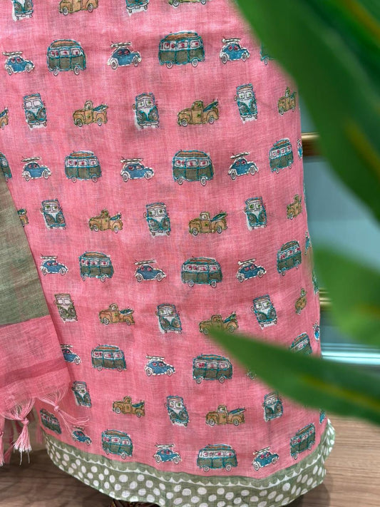 Elegant unstitched suit crafted in pure linen cotton fabric