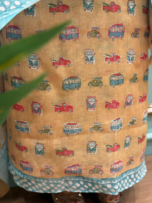 Elegant unstitched suit crafted in pure linen cotton fabric