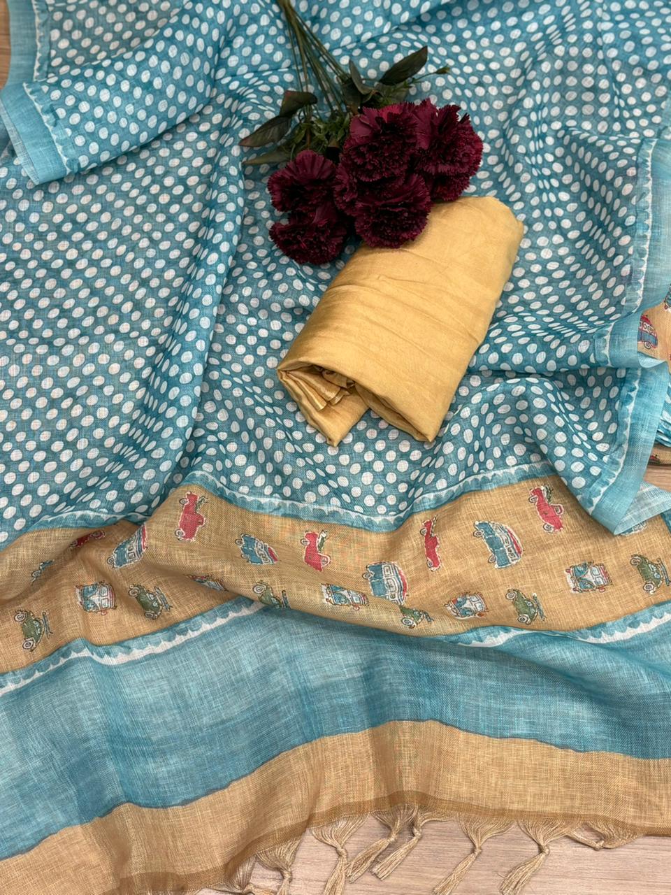 Elegant unstitched suit crafted in pure linen cotton fabric