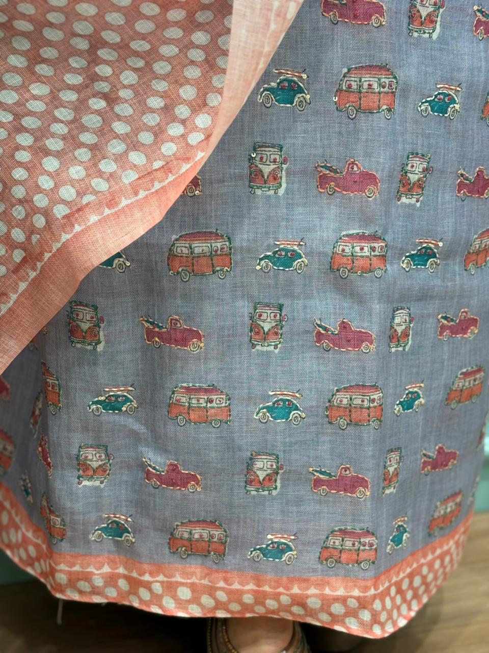 Elegant unstitched suit crafted in pure linen cotton fabric