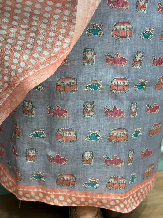 Elegant unstitched suit crafted in pure linen cotton fabric