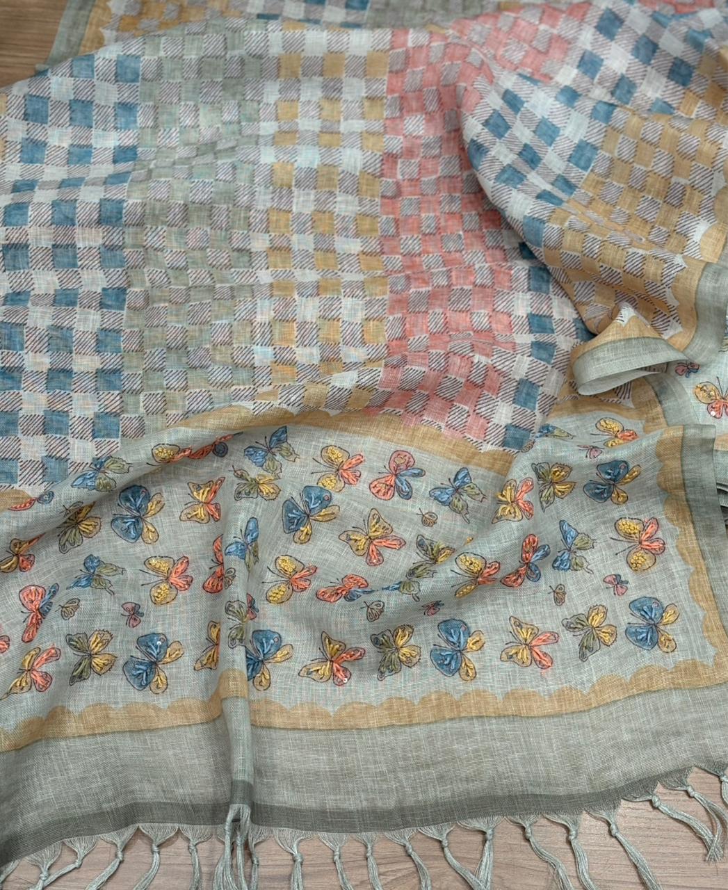 Effortless elegance with this pure linen cotton unstitched suit