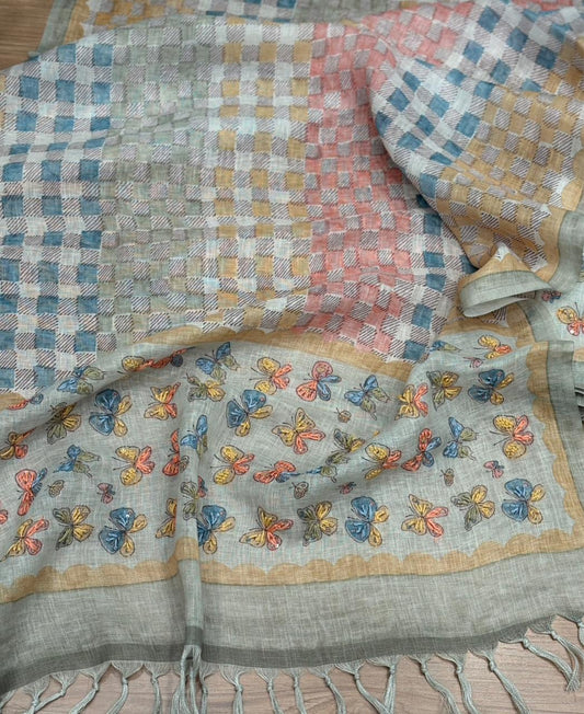 Effortless elegance with this pure linen cotton unstitched suit