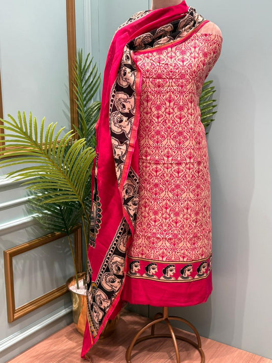 Timeless artistry with this beautiful unstitched Maheswari cotton suit set.