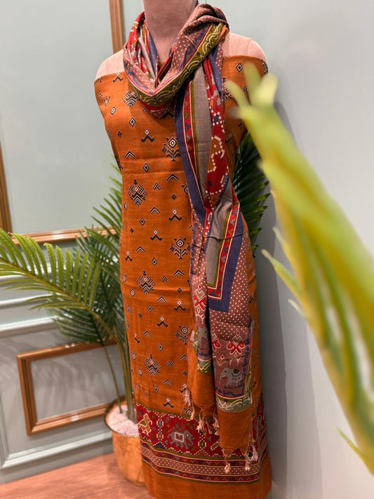 Grace meets tradition in this stunning unstitched cotton suit set