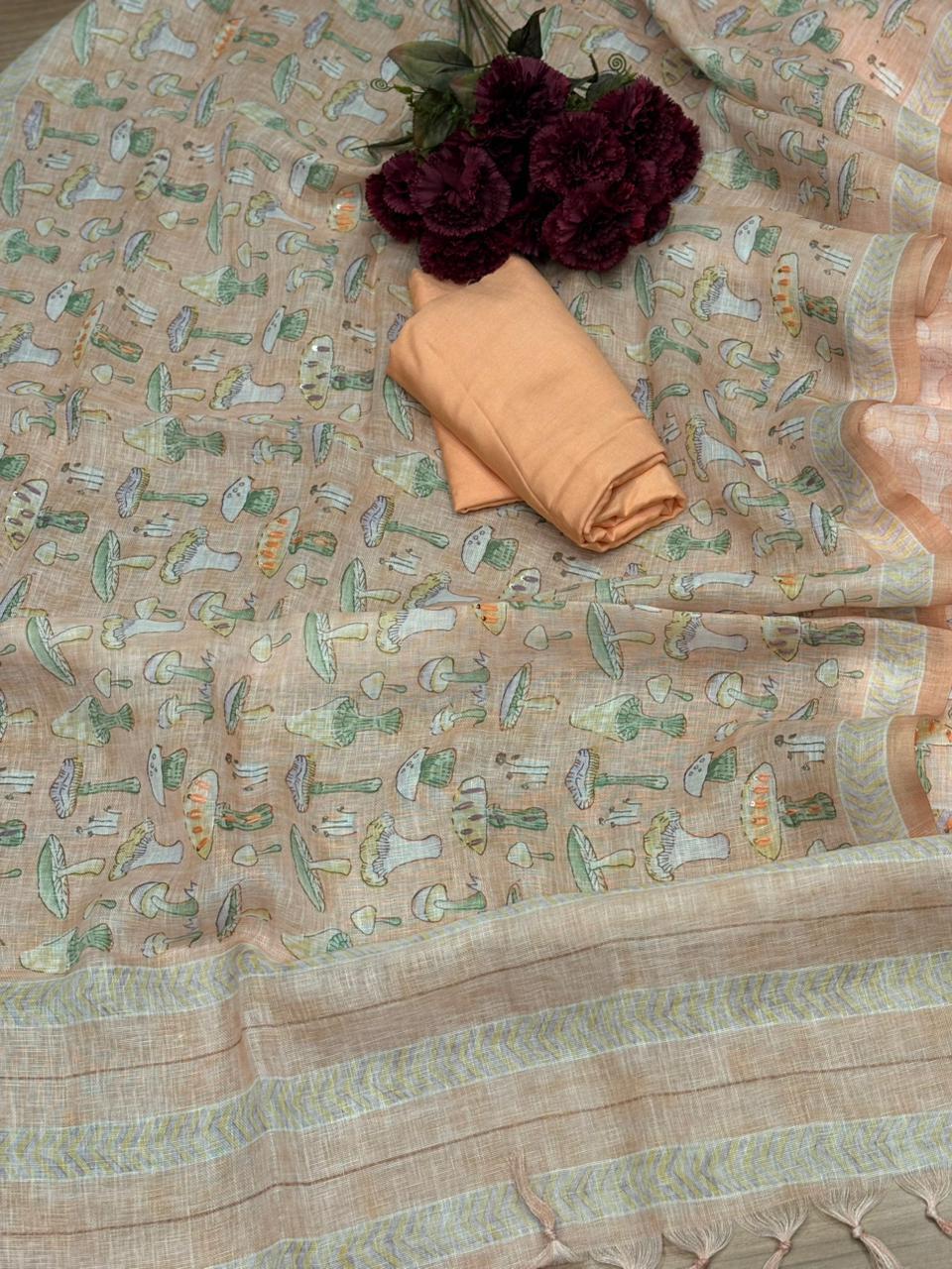 Elegant unstitched suit crafted in pure linen cotton fabric