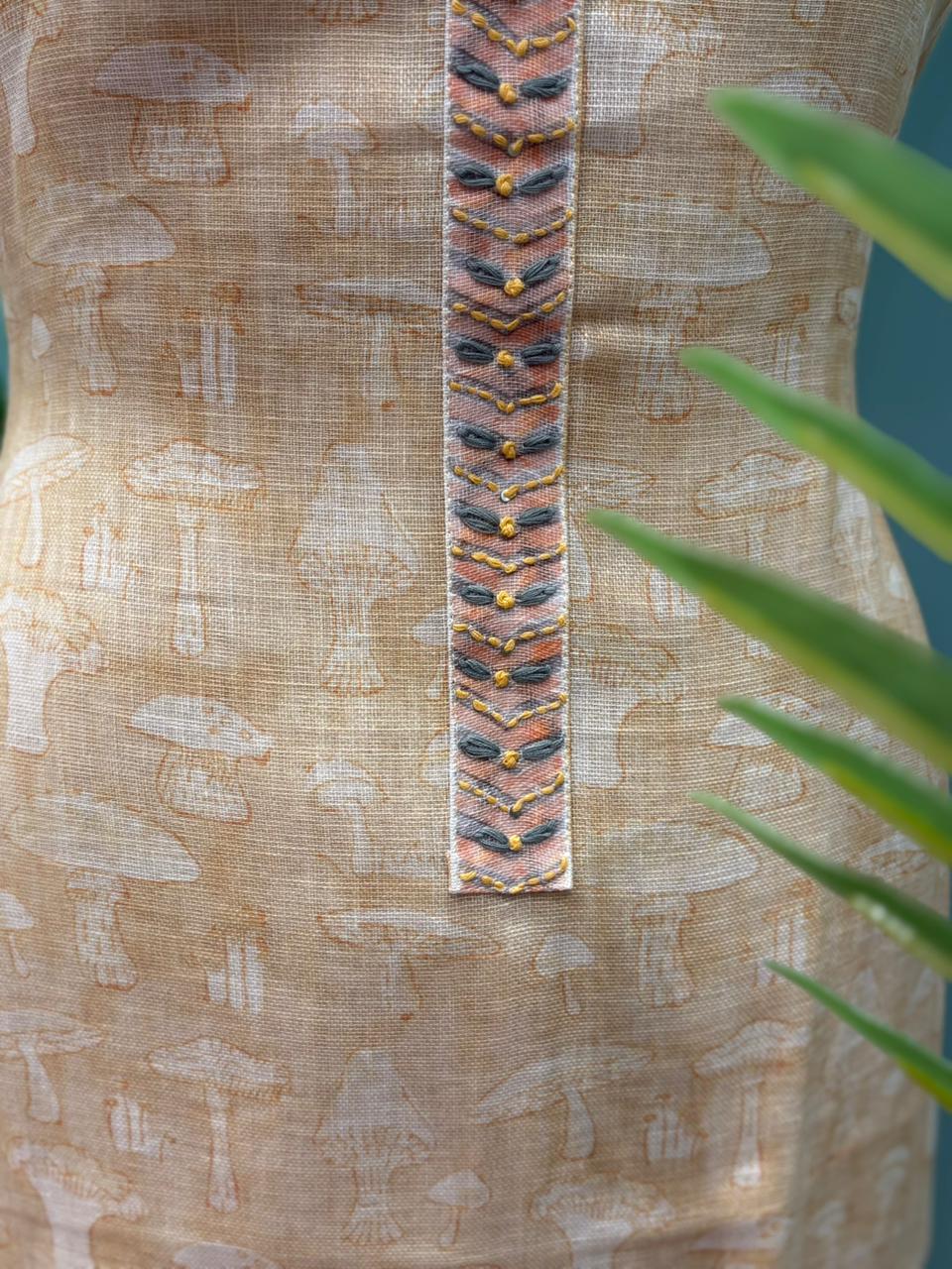 Elegant unstitched suit crafted in pure linen cotton fabric