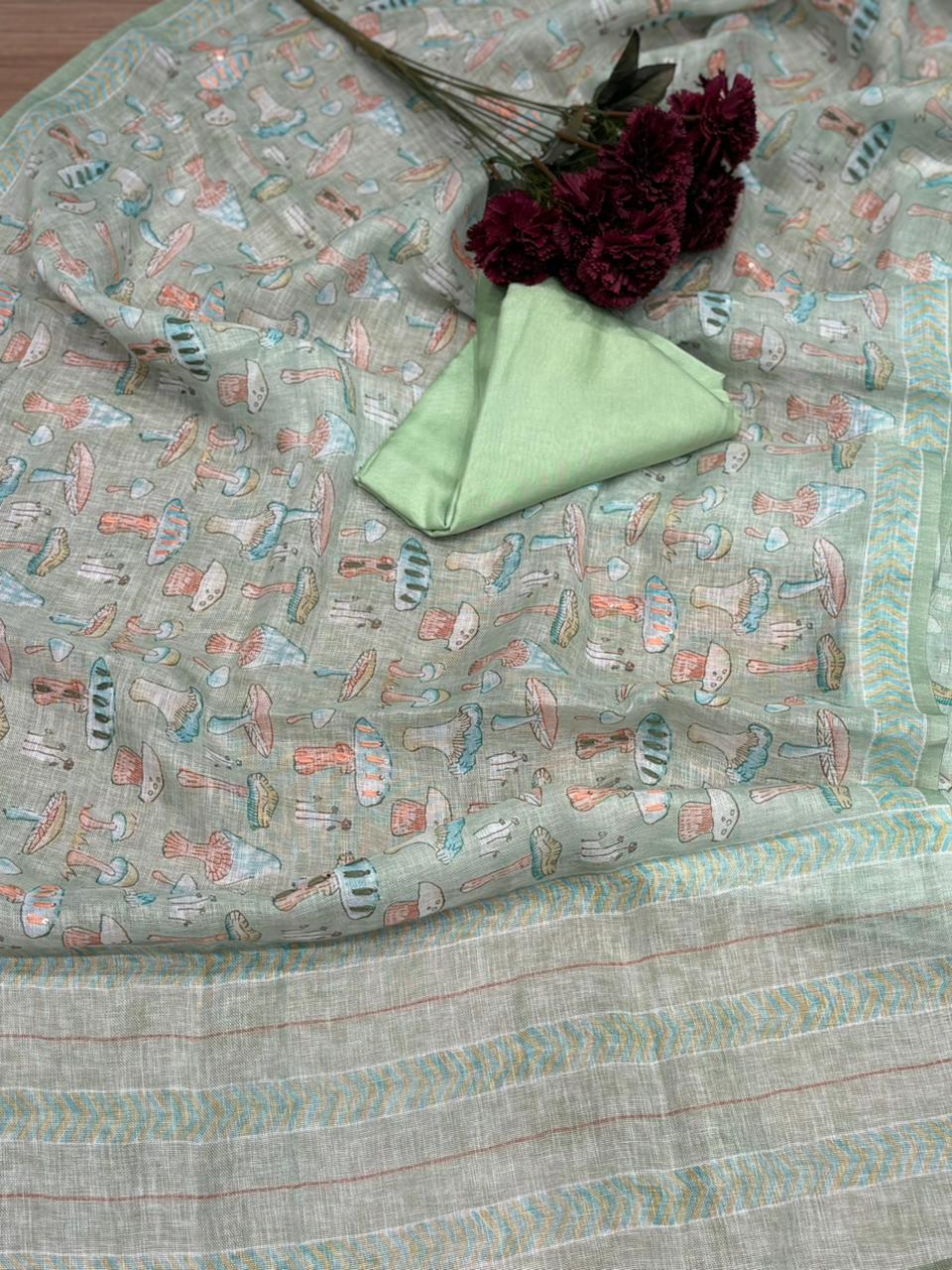 Elegant unstitched suit crafted in pure linen cotton fabric